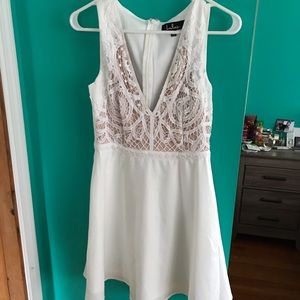 Lulu’s White Crochet Skater Dress